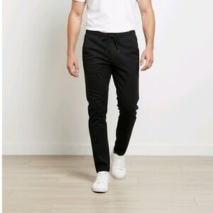 Frank And Oak Black Cotton Blend Jogger Pants Drawstring Waist Mens 36 x 32